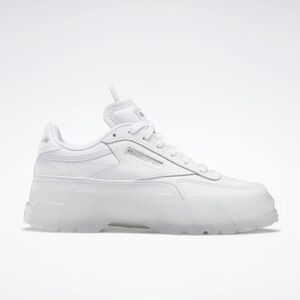 Reebok X Cardi B Club C Platform Chunky Triple White Chalk Sneakers Size‎ 37